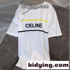 夏の定番 ベーシック ロゴプリント セリーヌ コピー tシャツ コピー 半袖 クルーネック カジュアル トップスkid26faKfei