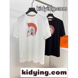 カジュアル プリント エルメス コピーブランド 半袖tシャツ コピー 夏 定番 着回し コットン 柔らかい 快適 トップスkid2605fOXb