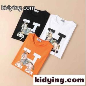 ベーシック 着心地いい クルーネック エルメス コピーブランド 半袖tシャツ コピー ロゴ プリント 春夏 定番 トップスkid26XHHTTr