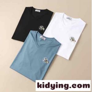 シンプル プリント 上品 Vネック エルメス コピー 半袖tシャツ コピー 3色あり 合わせやすい トップスkid26X95bmi