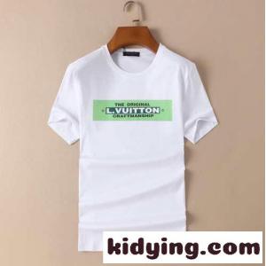 シンプル ロゴ プリント 半袖 柔らかい 快適 クルーネック ルイ・ヴィトン tシャツ コピー トップスkid26X1faKn