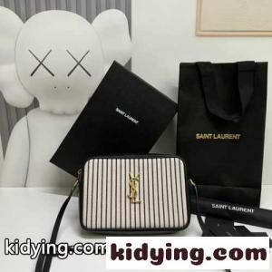 高級感 ロゴ キャンバス ストライプ ショルダーバッグ イヴ・サンローラン コピーブランド バッグ コピー 斜め掛け カバンkid26595zGz