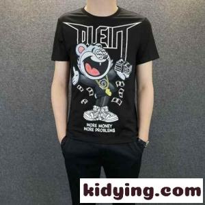 カジュアル 目を引く クルーネック フィリッププレイン 半袖Tシャツ コピー 春夏 コットン トップスkid26OnGbym