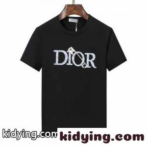おしゃれ ロゴ 定番 人気 クリスチャン・ディオール ブランド コピー Tシャツ コピー 半袖 トップス クルーネック カジュアルkid26nSDaue