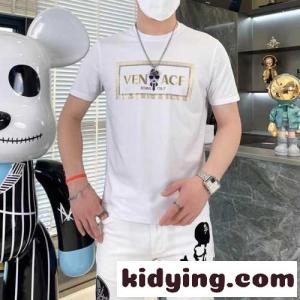 シンプル おしゃれ 着心地いい クルーネック ヴェルサーチ ブランド コピーェ 半袖Tシャツ コピー 春夏 定番 メンズ トップスkid26vOjW5j