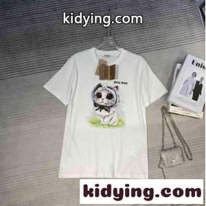 可愛い プリント クルーネック コットン 春夏 定番 ミュウミュウ コピー 半袖tシャツ コピー 人気 カジュアルkid268fSrma