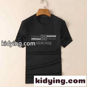 柔らかい 快適 トップス シンプル 高級感 ヴェルサーチ コピーェ 半袖Tシャツ コピー ロゴ クルーネック 定番kid26eODyWz