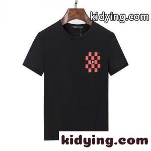 個性的 ファッション プリント クルーネック 快適 ルイ・ヴィトン Tシャツ コピー 夏 トップス 半袖 定番kid26u8995v