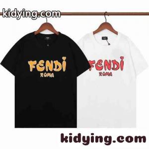 ユニセックス 定番 ロゴ プリント クルーネック フェンディ コピーブランド Tシャツ コピー 半袖 トップス 可愛い おしゃれkid26beC8PD