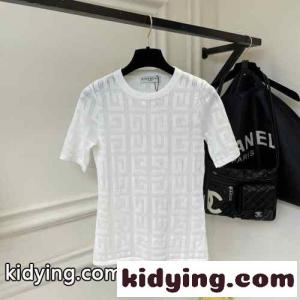 3色あり 女性らしい クルーネック 透け感 春夏 半袖 カットソー ジバンシィ コピー Tシャツ コピー ロゴ 上品 メッシュkid26WvGjOn