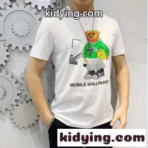 快適 コットン 通気 メンズ プリント クルーネック オフホワイト コピー tシャツ コピー 半袖 春夏 おしゃれ カジュアル トップスkid26yO155n