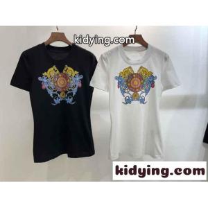 コットン 着心地いい プリント クルーネック ヴェルサーチ コピーブランドェ 半袖Tシャツ コピー トップス 合わせやすい ホワイト ブラックkid26PX59Tf
