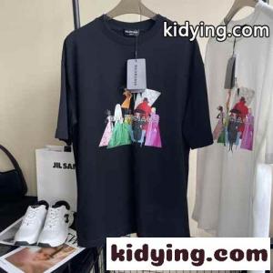 定番 ゆったり 快適 男女兼用 プリント バレンシアガ スーパーコピー 半袖tシャツ コピー カジュアル おしゃれ ホワイト ブラックkid269rCi8v