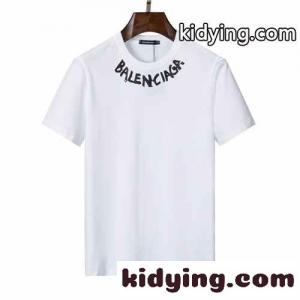 合わせやすい カジュアル トップス バレンシアガ ブランド コピー 半袖tシャツ コピー ベーシック お洒落 ロゴ プリント クルーネックkid26ryOPrq