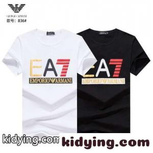 オシャレ 合わせやすい クールネック アルマーニ コピーブランド 半袖tシャツ メンズ コピー 人気 春夏 定番 トップス ホワイト ブラックkid26j8DuSf