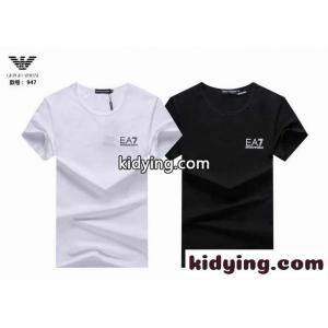 カジュアル シンプル 合わせやすい プリント クールネック アルマーニ コピー 半袖tシャツ メンズ コピー ホワイト ブラックkid26DeKTPj