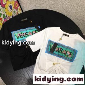 人気 ゆったり 着心地いい ラウンドネック ヴェルサーチ コピーブランド tシャツ レディースコピーロゴ プリント カジュアル おしゃれkid26HzaaCe