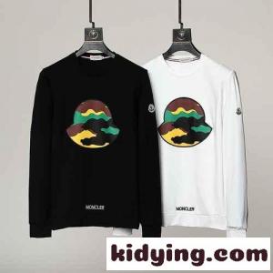 ベーシック ロゴ カジュアル クルーネック モンクレール コピー 長袖tシャツ コピー 合わせやすい トップス ホワイト ブラックkid26i8zOnq