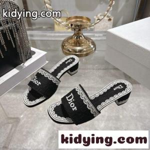 dior コピー Dentelle ヒールスライド クリスチャン・ディオール コピー サンダル コピー ブラックkid26b4biiC