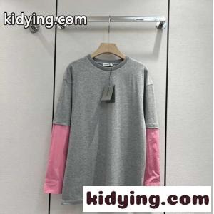 お洒落 切り替え クールネック 長袖 バレンシアガ コピーブランド Tシャツ コピー 重ね着風 レディース カジュアル ファッションkid26m0Diqi