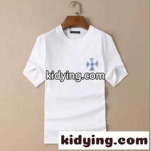 春夏新作 柔らかい スリム クールネック カジュアル 定番 クロムハーツ コピーブランド tシャツ コピー メンズ 半袖 ホワイト ブラックkid26LDqqau