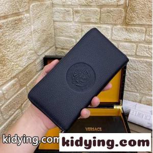 メンズ 長財布 YKK製 ラウンドファスナー ヴェルサーチ スーパーコピーェ 財布 コピー シンプル おしゃれ 高品質 ブラックkid26HDWb8j