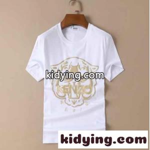 2026春夏新作 定番 快適 合わせやすい 柔らかい ケンゾー tシャツ メンズ コピー 半袖 タイガー 刺繍入り コットン ホワイト ブラックkid26STzG9r