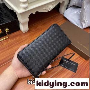 ベーシック 人気 定番 合わせやすい ボッテガ・ヴェネタ 財布 コピー メンズ ラウンドファスナー ブラックkid26CyaOHb