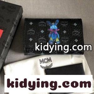 エムシーエム スーパーコピー 財布 黒 コピー 「mcm スーパーコピー」ウサギの中の三つ折り財布 3Dシルク印刷kid26OHPTbC