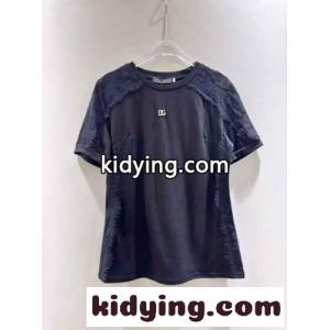レースインサート&DGロゴ コットンTシャツ ドルチェ&ガッバーナ コピー 半袖Tシャツ 偽物 ブラックkid26rOnCey