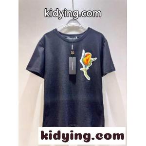 DGロゴ&イエローローズパッチ ドルチェ&ガッバーナ コピー 半袖Tシャツ 偽物 ブラックkid26TfeOLn