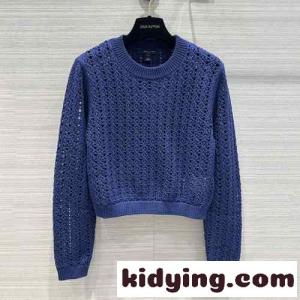 クロシェットニットクロップドプルオーバー ルイヴィトン ブランド コピー セーター コピー 春夏 ブルーkid26f8HPrC