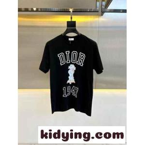 カジュアル コットン 半袖Tシャツ クリスチャン・ディオール コピー Tシャツ コピー ブラックkid26KXHXze