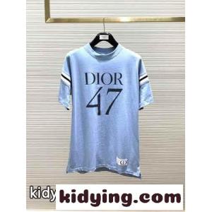 人気 カジュアル ロゴ 半袖Tシャツ クリスチャン・ディオール ブランド コピー Tシャツ コピー ブルーkid26r8119f