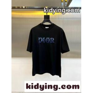 クリスチャン・ディオール コピー Tシャツ 偽物 シンプル ロゴ クルーネック 半袖Tシャツ ブラックkid26W5r8Xv