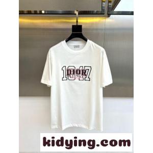 カジュアル 合わせやすい ロゴ刺繍 半袖Tシャツ クリスチャン・ディオール コピーブランド Tシャツ 偽物 ホワイトkid26Gb8vma