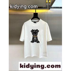 フェンディ スーパーコピー Tシャツ 偽物 カジュアル 遊び心 クルーネック 半袖Tシャツ ホワイトkid26S1fOfi