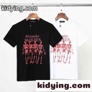 合わせやすい カジュアル プリント おしゃれ クルーネック アレキサンダー・マックイーン 半袖Tシャツ コピー トレンドkid26Hrm8Tr
