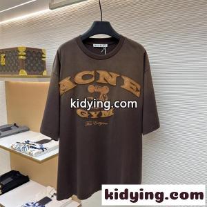 好評発売 ブラウン 立体ロゴ ゆったり カジュアル ACNE STUDIOS アクネ ストゥディオズ コピー 半袖Tシャツkidying265zWHja