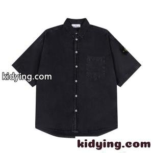 注目 ウォッシュデニム STONE ISLAND  スーパーコピー シャツ 半袖 ポケット 無地調 ストーンアイランドkidying26TjWnaa