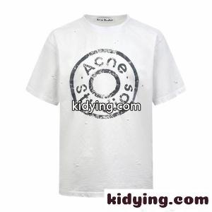 ダメージ加工 ロゴプリント ACNE STUDIOS アクネ ストゥディオズ コピー Tシャツ 半袖 ホワイト カジュアルkidying26zqOD0D
