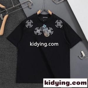 話題 刺繍 ブラック 半袖 CHROME hearts ブランド コピー Tシャツ アート感 個性 ストリート クロムハーツ ブランド コピー コピーkidying260P5vGz
