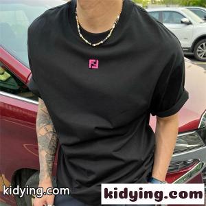 fendi コピーブランド 人気 ミニロゴ ブラック 半袖 Tシャツ ワンポイント シンプル モード フェンディ コピーブランド コピーkidying260PnqOD