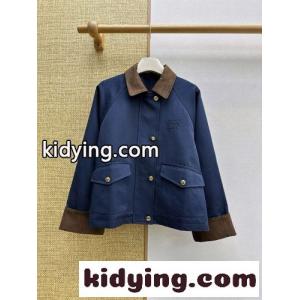 スエード切り替え バイカラー ブルゾン ミュウミュウ ブランド コピー ジャケット コピー ネイビーkid26L9HPjC
