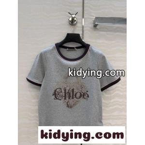 クロエ 半袖Tシャツ コピー プリント コットン クルーネック Tシャツkid26aqaOve