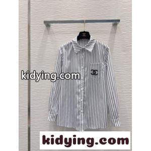 ストライプ ロゴプリント コットンシャツ シャネル スーパーコピー シャツ コピー ホワイトkid26eiqWHr