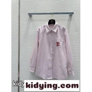 シャネル ブランド コピー シャツ コピー ストライプ ロゴプリント コットンシャツkid26fqeyOD
