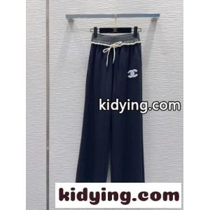 バイカラー ワイドレッグ スウェットパンツ シャネル コピー パンツ コピー ネイビーkid26bmGXHn