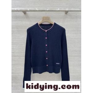 メリノウール バイカラー リブカーディガン イヴ・サンローラン コピー ニット コピー ネイビーkid26XPjGba