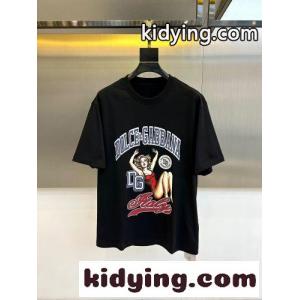 目を惹く プリント 半袖Tシャツ ドルチェ&ガッバーナ スーパーコピー Tシャツ 偽物 ブラックkid26bu4H1v